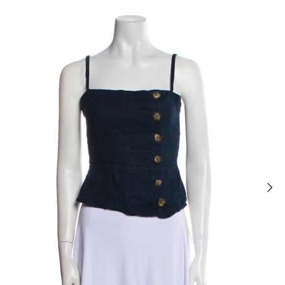 Reformation Navy Linen Top - Picture 3 of 5